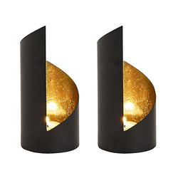 Conjunto de castiçais Porta-velas de 2 partes Kevin. Interior cilíndrico preto mate e dourado